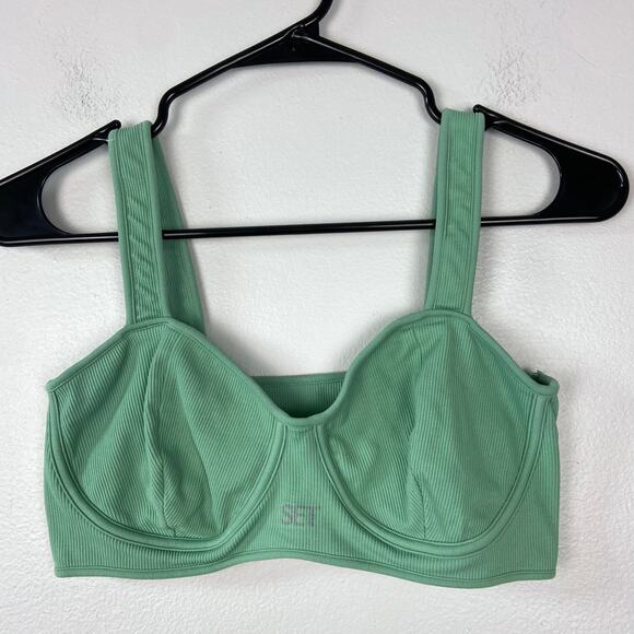 Set Active Scuptflex Contour Bra in Liberty Green Bustier Sports Bra Top Size XL - Picture 2 of 6